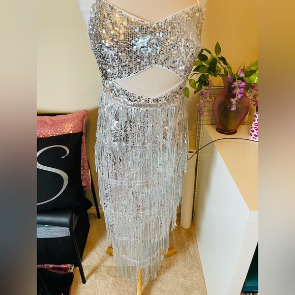 Silver sequin fringe dress! - Picture 5 of 17